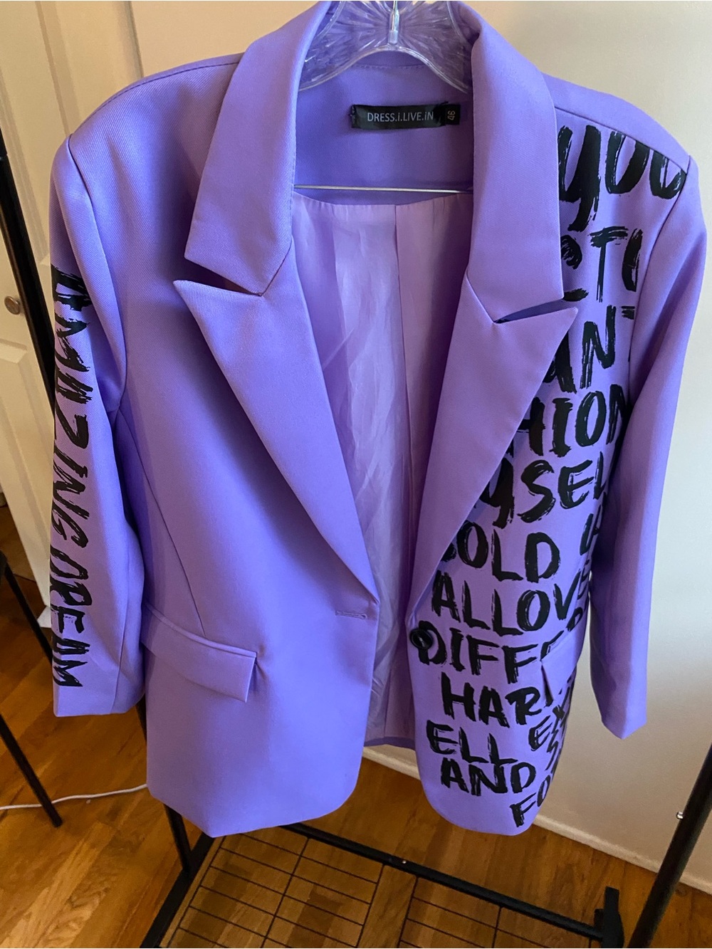 Oversized Lilac Graffiti Print Blazer Fits M / L
